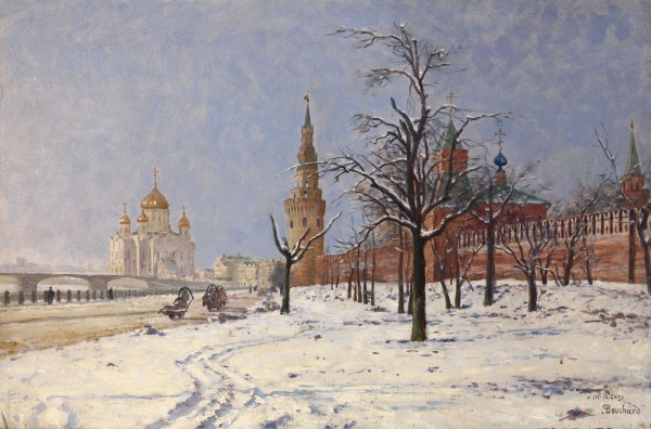 View of the Kremlin and Cathedral of Christ the Saviour in Winter by Paul Louis Bouchard